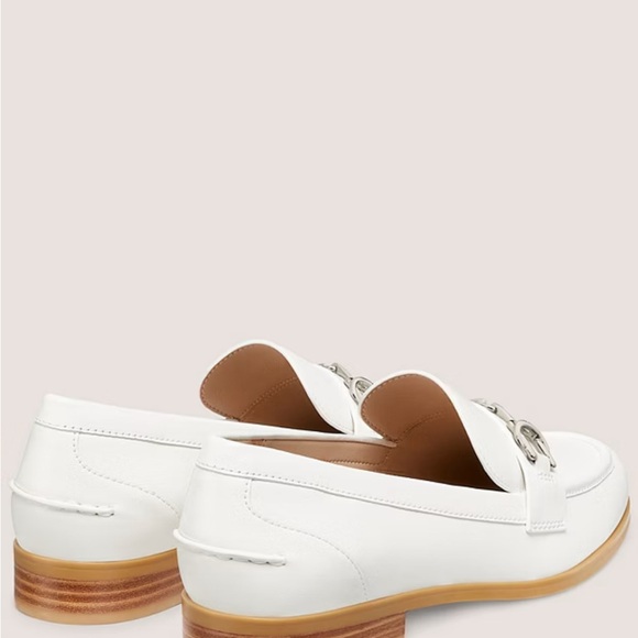 Stuart Weitzman White Owen Buckle Leather Loafers - Picture 3 of 7